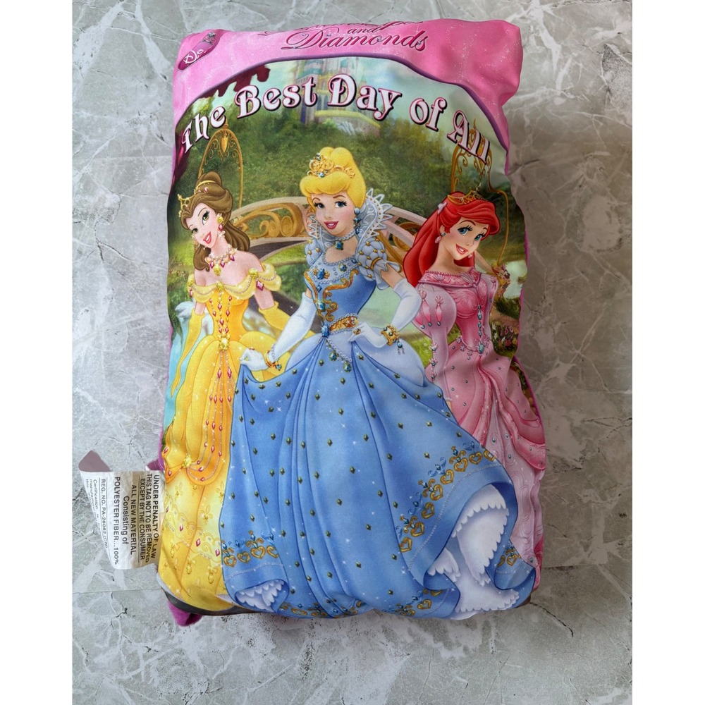 Disney Princess Dreamscapes and Diamonds Storybook Pillow Belle Cinderella Ariel